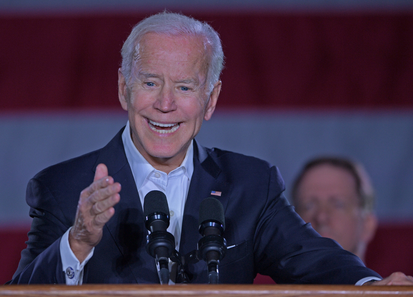 YOUNGSTOWN, OHIO - OCTOBER 29, 2018: Former Vice President of the United States Joe Biden speaks at the podium in support of Ohio gubernatorial candidate Richard Cordray, Monday afternoon at Youngstown State University. DAVID DERMER | THE VINDICATOR