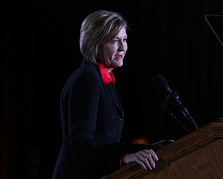 Cordray's running mate Betty Sutton speaks Monday afternoon at Youngstown State University. BOB YOSAY | THE VINDICATOR