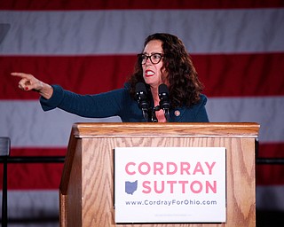 Ohio state Representative Michele Lepore-Hagan speaks in support of Ohio gubernatorial candidate Richard Cordray Monday afternoon at Youngstown State University. EMILY MATTHEWS | THE VINDICATOR