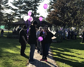 Neighbors | Jessica Harker .Community members gathered a pavillion in Austintown Park in preperation for the Lauren Nicole Bowman Step Out against bullying walk.