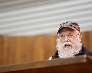 Alvin Weisberg, of Squirrel Hill, speaks during an interfaith vigil for the Pittsburgh Tree of Life Synagogue victims at Temple El Emeth in Liberty on Thursday evening. EMILY MATTHEWS | THE VINDICATOR