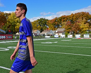 NILES, OHIO - NOVEMBER 3, 2018: Hubbard's Ivan Affiticati walks off the field after Hubbard was defeated 2-1 by Revere in the OHSAA Division 2 Regional Finals, Saturday afternoon at Niles High School. DAVID DERMER | THE VINDICATOR