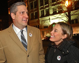 William D. Lewis The Vindicator  Tim Ryan and his wife Andrea arrive at an election night watch party at Avalon in Youngstown.