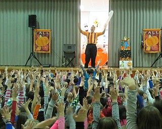 Neighbors | Jessica Harker.Gordon Russ performed the Spooky Monster Magic Show for students at Poland Union Elementary school Oct. 29.