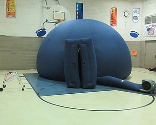 Neighbors | Jessica Harker.An inflatable planetarium was set up in the gymnasium at Poland Union Elementary School on Oct. 25 by the Dome Theatre Company.