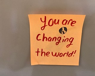 Neighbors | Jessica Harker.One sticky note students posted on the lockers at Poland Middle School for Red Ribbon Week.