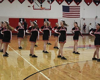 Neighbors | Abby Slanker.The Canfield High School junior varsity basketball cheerleaders entertained the crowd with a cheer during the Meet the Team Rally at Canfield High School.