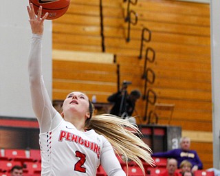 YSU's Alison Smolinski shoots for a basket during their game against Carlow on Friday night at YSU. EMILY MATTHEWS | THE VINDICATOR