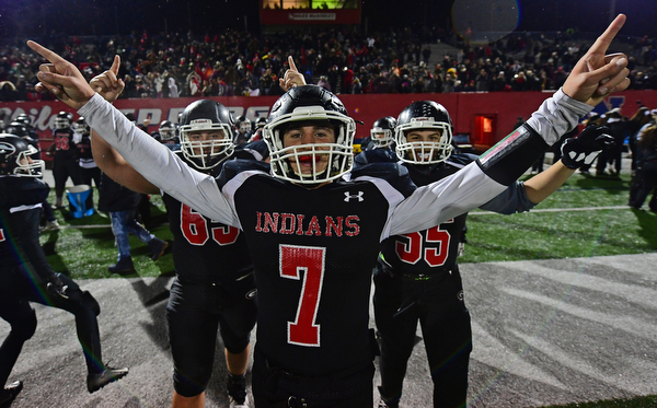 NILEs, OHIO - NOVEMBER 17, 2018: Girard's Mark Waid celebrates after Girard defeated Hubbard to win the Division 4 Region 13 championship, Saturday night at Niles McKinley High School. DAVID DERMER | THE VINDICATOR..65 is not on the Roster