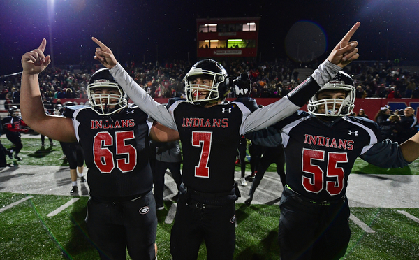 NILEs, OHIO - NOVEMBER 17, 2018: Girard's Mark Waid celebrates after Girard defeated Hubbard to win the Division 4 Region 13 championship, Saturday night at Niles McKinley High School. DAVID DERMER | THE VINDICATOR..65 is not on the Roster