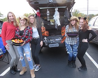 Neighbors | Jessica Harker.Poland Seminary High School students Lauren Melillo, Braiden Forsythe, Julia Pitlik, Emily Russell and Mya Blanco participated in the school's first Trunk or Treat event on Oct. 30.
