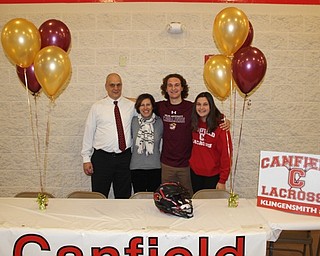Neighbors | Abby Slanker.The Klingensmith family, from left, Jim, Amy, Brennen and Campbell celebrated Canfield High School senior lacrosse player Brennen’s signing of his National Letter of Intent to continue his academic and lacrosse career at Walsh University.