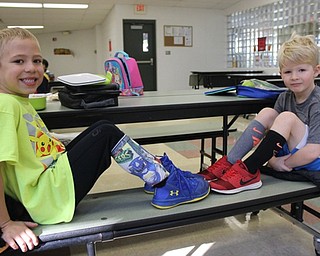 Neighbors | Abby Slanker.Two C.H. Campbell Elementary School kindergartners showed their school spirit by donning their favorite crazy socks for Crazy Sock Day during the school’s annual Spirit Week on Oct. 30.