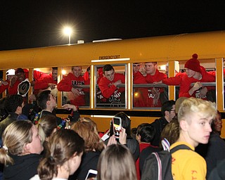 Hundreds of fans lined up in front of Girard High School to cheer off the football team as they boarded buses to head to Canton for the State Championship game played Saturday night.  Dustin Livsay  |  The Vindicator  11/30/18  Girard