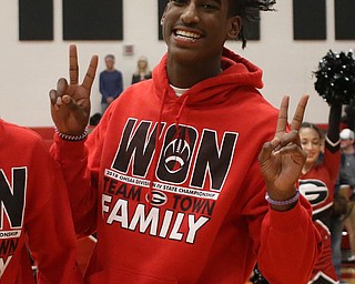 Terrance Davis of Girard poses as his friends take his picture before leaving for the state championship football game Saturday night. Dustin Livesay  |  The Vindicator  11/30/18  Girard