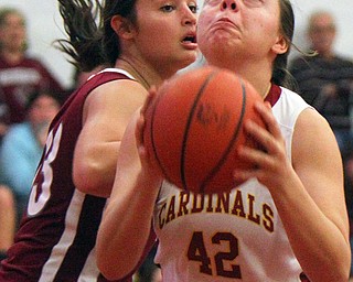 William D. Lewis The Vindicator Mooney's Conchetta Renaldi(42) ) and Maria Torres(23) during 12-3-18 action at Mooney.