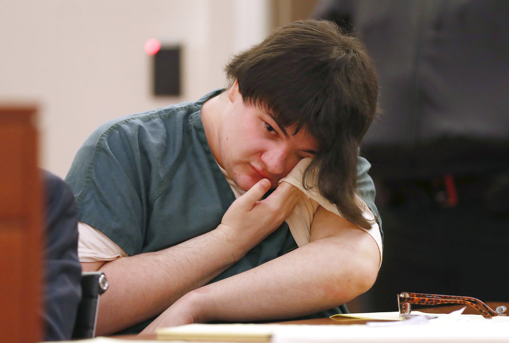 Andrea Balcer wipes tears during her sentencing hearing for killing her parents, Tuesday, Dec. 4, 2018, at the Capital Judicial Center in Augusta, Maine. Balcer was 17 at the time of the Oct. 31, 2016, stabbings at their Winthrop home. The teenager told a police dispatcher that she "snapped" on the night of the stabbings.