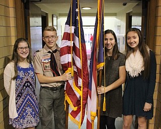 Neighbors | Abby Slanker.Canfield Village Middle School eighth-grade students presented the colors to start the school’s annual Veterans Day Assembly on Nov. 9.