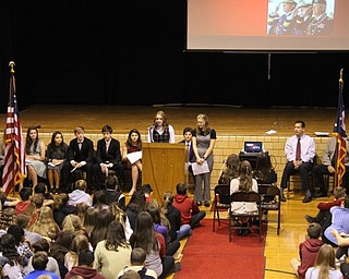 Neighbors | Abby Slanker.A Canfield Village Middle School eighth-grade student spoke at the school’s annual Veterans Day Assembly.