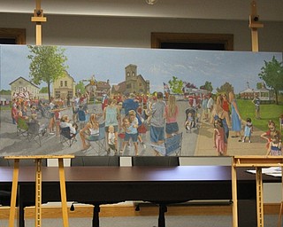 Neighbors | Abby Slanker.The mural painted by Attorney Nils P. Johnson Jr. was unveiled at City Hall on Nov. 2. Johnson painted the mural in honor of the City of Canfield while depicting a scene from the city’s annual Fourth of July Parade on the Green.