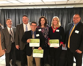 Neighbors | Submitted.From left John Wilson, Director of Turning Foundation, David Janofa, Superintendent of Poland Local Schools, Kevin Snyder, Principal of Poland Seminary High School, Karen Kanotz, Director of Special Services, Janice Hohloch, Poland Middle School and David Purins Principal, Poland Middle School posed with their Excellence in Education awards.