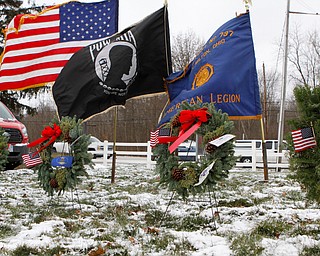 Weaths are set up near the entrance of the North Jackson cemetary to represent each branch of the military on Saturday morning.  Dustin Livesay  |  The Vindicator  12/8/18  North Jackson