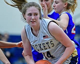 LOWELLVILLE, OHIO - DECEMBER 10, 2018: Lowellville's Marah Bellis gains control of a loose ball during the first half of their game, Monday night at Lowellville High School. DAVID DERMER | THE VINDICATOR