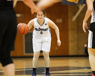 McDonald's Taylor Tuchek looks to get the ball past Mineral Ridge during their game at McDonald High School on Thursday night. EMILY MATTHEWS | THE VINDICATOR