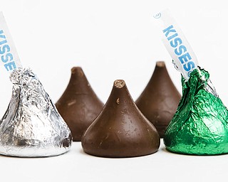 Hershey's Kisses are shown in Philadelphia on Thursday, Dec. 20, 2018. The chocolate candy's trademark tips have been mysteriously missing from batches around the country.