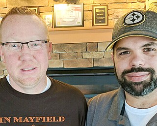 Former Oak Tree Country Club golf pro Kevin Vanoverbeke, left, stands with his longtime friend Chris Amadei. This week at the Cleveland Clinic both will undergo surgery as Vanoverbeke will receive a kidney, while Amadei is donating one of his.