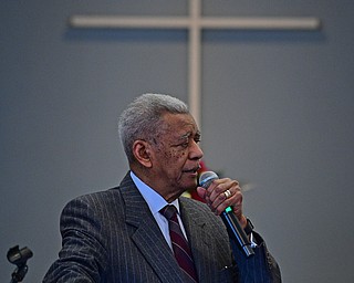 YOUNGSTOWN, OHIO - JANUARY 1, 2019: Reverend Dr. Otis Moss Jr. speaks Tuesday morning during the Community Emancipation Proclamation & Installation of Officers Service at Calvary Baptist Church. DAVID DERMER | THE VINDICATOR