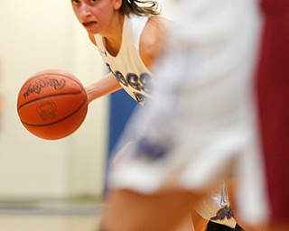 Poland's Sarah Bury dribbles the ball during their game against Mooney at Poland on Thursday night. EMILY MATTHEWS | THE VINDICATOR