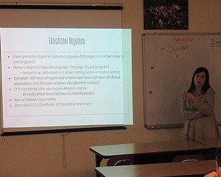 Neighbors | Jessica Harker.Speech Therapist Lindsey Rubesa spoke to Poland Middle School students about her chosen career Dec. 14 at the school's fifth annual Career Day.