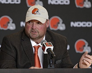 Cleveland Browns new head coach Freddie Kitchens addresses questions during a Monday news conference. "We're going to win," he vowed.