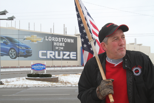 William D. Lewis The Vindicator  GM retiree Don Muth of Lordsotwn was among those at a vigil out side the Lordstown plant 1-16-19. He started at the plant in 1978 and retired 3 yeras ago. He said he was there to support the workers and the community.