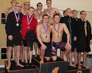 Neighbors | Submitted.The Canfield High School swim team Boys 400 free relay team of (back, left to right) Matthew Peckman, Jason Paris, (front, left to right) Bobby Kutsch and Rob DiDomenico placed second at the AAC Swim Championships at Warren G. Harding High School Natatorium on Jan. 12.