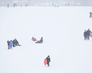 People sled ride at Wick Recreation Area on Saturday afternoon. EMILY MATTHEWS | THE VINDICATOR