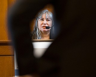 Claudia Hoerig answers questions from Assistant Prosecutor Chris Becker on Wednesday. EMILY MATTHEWS | THE VINDICATOR