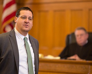 Defense attorney John Cornely gives closing remarks during Claudia Hoerig's trial on Wednesday. EMILY MATTHEWS | THE VINDICATOR