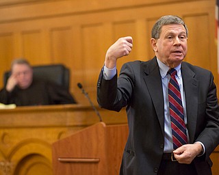 Trumbull County prosecutor Dennis Watkins gives closing remarks during her trial on Wednesday. EMILY MATTHEWS | THE VINDICATOR