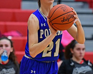 GIRARD, OHIO - JANUARY 24, 2019: Poland's Jackie Grisdale shoots a three point shot during the first half of their game, Thursday night at Girard High School. DAVID DERMER | THE VINDICATOR