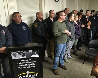 Warren police officers and firefighters are attending tonight’s Warren Board of Education meeting, seeking an apology from school officials.
