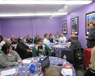Neighbors | Jessica Harker.Pete Lupida, from the Ohio Department of Education Purple Star Committee addressed members of the Austintown School Community, local veterans and students Jan. 23 at the Austintown Fitch Purple Star room.