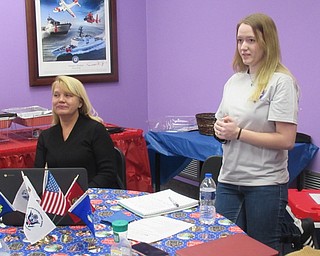 Neighbors | Jessica Harker.Purple Star student Stephanie Mulligan addressed members of the ODE Purple Star Committee, local veterans, school officials and members of the Students Serving Veterans group Jan. 23 at Austintown Fitch High School's purple star room.
