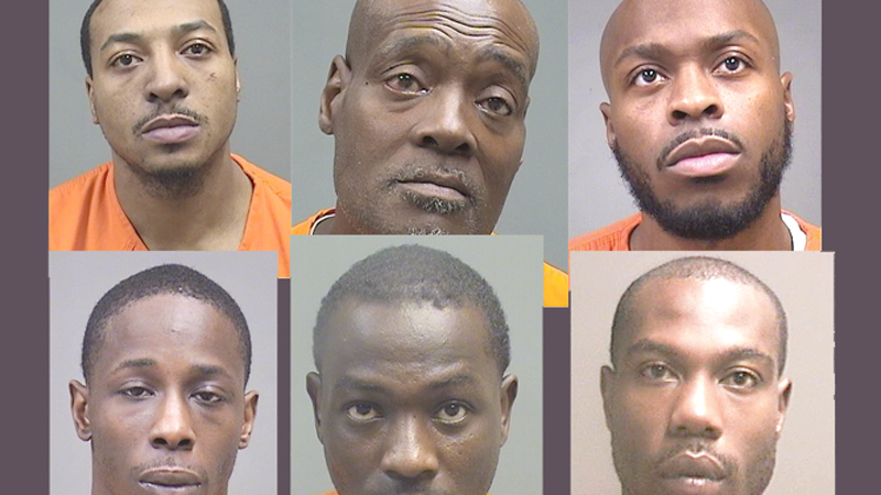 Six of the 12 people indicted by a federal grand jury for dealing in cocaine and heroin in Youngstown.