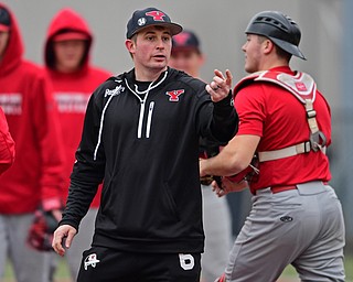 YOUNGSTOWN, OHIO - FEBRUARY 5, 2019: Youngstown State manager Dan Bertolini watches during practice, Tuesday afternoon at the WATTS Training Facility. DAVID DERMER | THE VINDICATOR