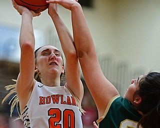 HOWLAND, OHIO - FEBURARY 6, 2019:Howland's Alex Ochman goes to the basket against Lakeside's Hailee Agunaga during the second half of their game, Wednesday night at Howland High School. Howland won 89-40. DAVID DERMER | THE VINDICATOR