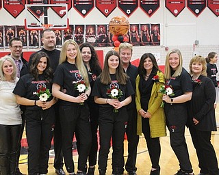 Neighbors | Abby Slanker.The four senior members of the Canfield High School Lady Cardinals basketball team and their families were recognized during Senior Night on Feb. 2.