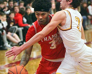 William D. Lewis the Vindicator  Mooney's Sonny Rodriguez(3) and Chaney's  Marqel Gillispie (3) during 2-8-19 action at Mooney.