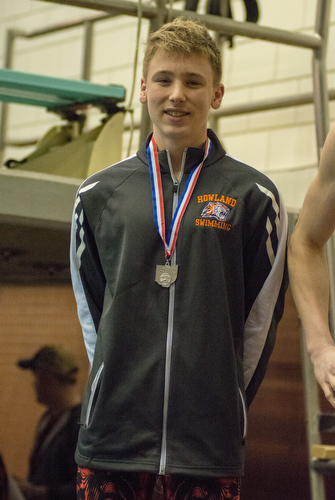 Jared Mindek of Howland was second in the 100-yard breastroke at the Division II district swim meet at Cleveland State’s Robert F. Busby Natatorium on Friday..￼